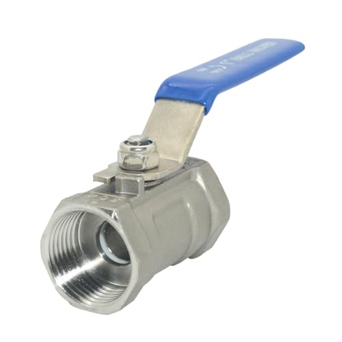 VARMHUS 1" Stainless Steel 304 Ball Valve 1Pc Type NPT Female Threaded with Heavy Duty Blue Vinyl Insulation Handle,CF8M Ristricted Flow,1000 WOG (1") - size: 1 Piece 1 inch