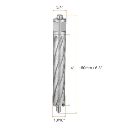 HARFINGTON Annular Cutter 13/16" Dia 4" Depth 3/4" Shank TCT Cutting Drill Bits with Pin for Magnetic Drill Press - size: 13/16" x 4"