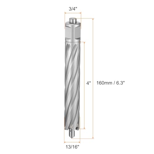 HARFINGTON Annular Cutter 13/16" Dia 4" Depth 3/4" Shank TCT Cutting Drill Bits with Pin for Magnetic Drill Press - size: 13/16" x 4"