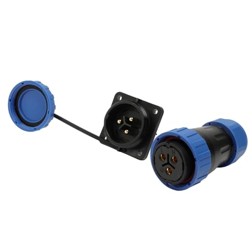 TY28 3 Pin 45A Connector, Female Male Cable Plug Socket, Screw-Crimp, Quick-Disconnect for Outdoor Power Device Automotive, M28 x 1.5 Thread - color: Screw Mount, size: 3 Pin 45A