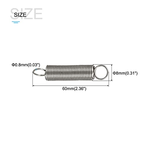 METALLIXITY Extension Spring (0.8x8x60mm/0.031"x0.31"x2.36") 5Pcs, Stainless Steel Tension Spring Wire - for Home Repair Construction Machinery - size: 0.031"x0.31"x2.36"