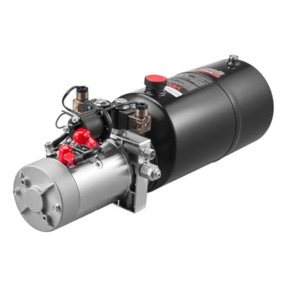 VEVOR 8 Quart Hydraulic Power Unit, Double Acting Dump Trailer Pump, 3200 PSI Max Relief Pressure & 0.91 GPM Flow Rate, DC 12V Hydraulic Pump with Metal Reservoir for Dump Trailer Car Lifting