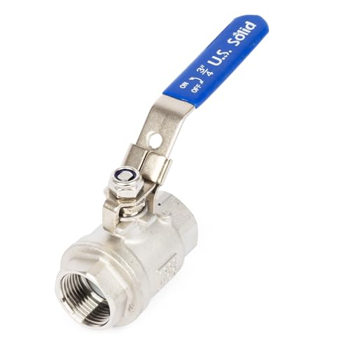U.S. Solid 1" Lockable Ball Valve – 304 Stainless Steel, Full Port, 1000 WOG, Heavy Duty, Corrosion-Resistant, Female NPT for Water, Oil, Gas, Industrial & Home Use - size: 1 Inch