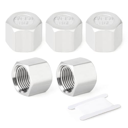 TAISHER 5Pcs 316 SS Hex Pipe Cap, 3/4" Female NPT Thread Pipe Fitting - size: 3/4"FNPT(316 Cap)