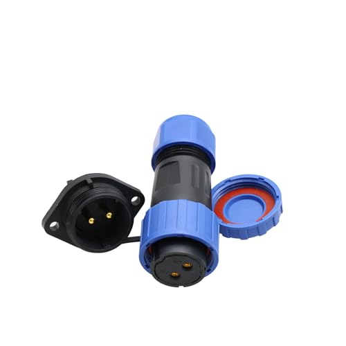 TY20 2-Pin IP68 Waterproof Circular Connector, 25A Solderless Screw Connection, Flange Panel Mount Male & Female Power Plug - color: Flange Reverse Mount, size: 2 Pin 25A