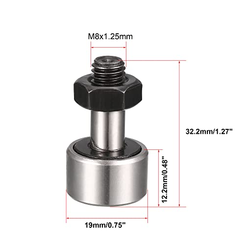 Cam Follower Track Runner Bearings, CF8/KR19 Needle Roller Bearing 19mm Roller Diameter Stud Type Track Cam Followers for Machine Tool Guide Rail and 3D Printers 4pcs - size: CF8/(KR19)