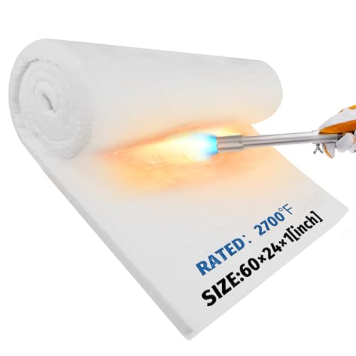 Ceramic Fiber Blanket, 60" × 24" × 1" (Thick), Rated to 2600°F - size: 60”×24”×1”/1 piece