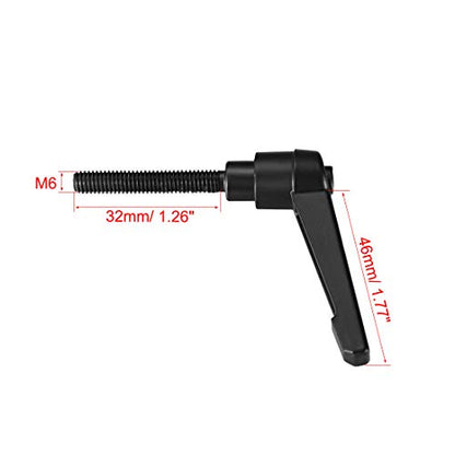 uxcell 5pcs Adjustable Clamping Lever Handle M6 x 32mm Metric Black Oxide Carbon Steel Male Threaded Stud Hand Knobs Ratchet Rotating Screw Handles Bolts with Locking Lever Black - size: M6 x 32mm