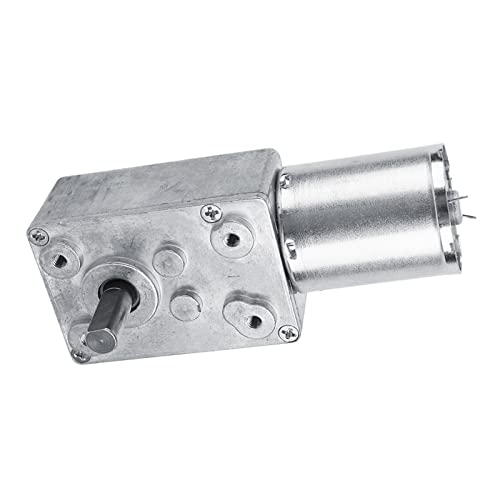 DC Motor 12V, 100RPM Reversible Worm Geared Metal Worm Gear Motor, Electric Reduction Motor Replacement Part for Window Door Opener and Miniature Winch