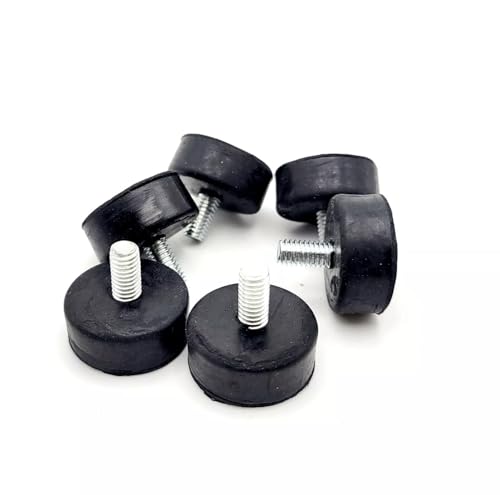 M6 Rubber Feet Bumpers 25 mm (1") Round Vibration Dampeners with M6 × 1.0 Thread 12 mm (½) Long Zinc-Plated Steel Stud Equipment Levelers for Tables Machinery Cabinets (4 Pack)