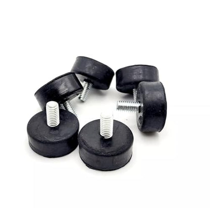 M6 Rubber Feet Bumpers 25 mm (1") Round Vibration Dampeners with M6 × 1.0 Thread 12 mm (½) Long Zinc-Plated Steel Stud Equipment Levelers for Tables Machinery Cabinets (4 Pack)