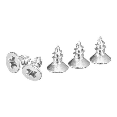 DTGN 100Pcs #4x1/4 Flat Head Wood Screws, 304 Stainless Steel Phillips Self Tapping Screws - Good for Woodworking, Furniture - Silver - color: Silver, size: #4x1/4"