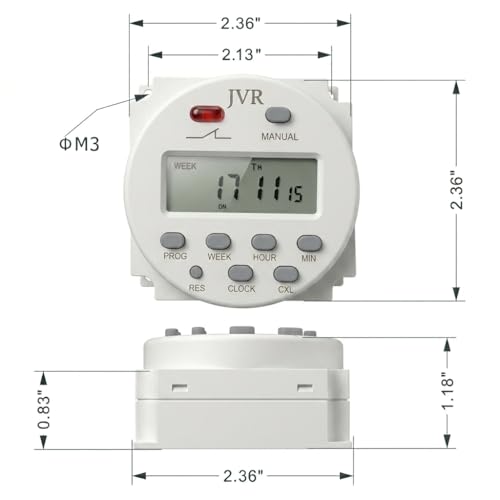 JVR 12V Timer Switch - Programmable DC/AC/Solar Relay, 16 Schedules