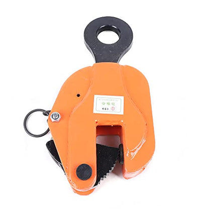 Orange Steel Vertical Plate Lifting Clamp, 3T Sheet Metal Clamps with 0-1.38in Jaw Opening - Anti-Slip Groove & Safety Spring Lifting Clamps for Steel Plate Handling