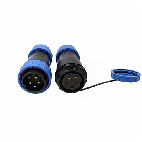 TY28 5 Pin 25A Aviation Waterproof Marine Boat Connector Male Female Cable Plug Socket Screw-Crimp Solder-Free Quick-Disconnect for Power Device, in-line Mount - color: In-line Mount, size: 5 Pin 25A