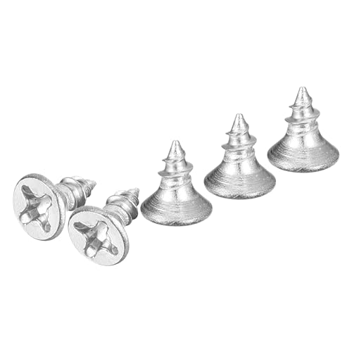 DTGN 100Pcs M3x5mm Flat Head Wood Screws, 304 Stainless Steel Phillips Self Tapping Screws - Good for Woodworking, Furniture - Silver - size: M3x5mm