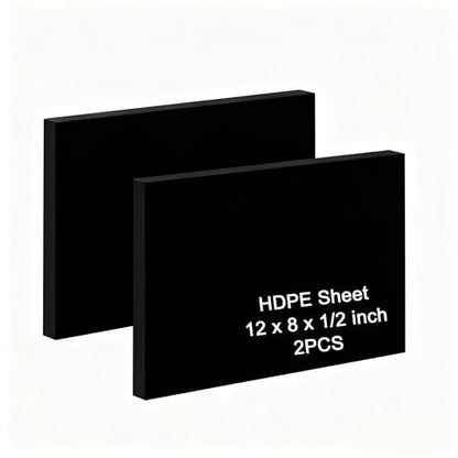 HDPE Sheet 1/2-2PCS 12" x 8" High Density Polyethylene Sheets with Protective Film 1/2 Thick HDPE Plastic Sheet Board Solid Plastic Block for Flat Panel DIY Projects Machining Home (Black) - color: Black, size: 12“x8"x1/2"