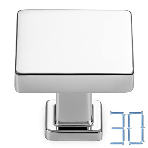 KOOFIZO 30 Pack Polished Chrome Cabinet Knobs, Square Single Hole Pulls K08 - color: Polished Chrome, size: Knob 1 - 30Pcs, style: Modern