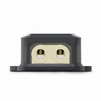 DS18 DB1020 Distribution Ground Block - 1 x 0GA in/ 2 x 0GA Out, Nickle Plated Internal Materials, High-Strength Heat Resistant Plastic Housing, Oversized Screws for Secure Connections (1 in 2 Out) - size: Single, style: 1X0GA in - 2X0GA Out