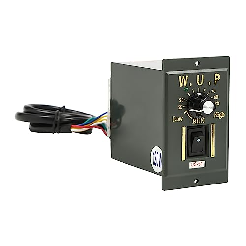 Worm Gear Motor Speed Controller, 120W 6W AC 110V Industrial Reducer Gearbox Electric Reduction Ratio 30:1 Governor 60RPM High Torque Speed 1650rpm Shaft Bore Diameter 14mm Self-Locking and Power Off