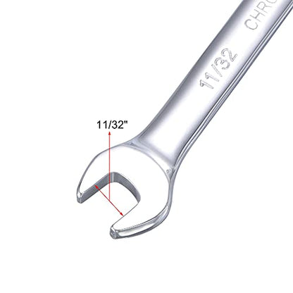uxcell 11/32 Inch Ratcheting Combination Wrench SAE 72 Teeth 12 Point Ratchet Box Ended Spanner Tools, Cr-V - size: 11/32"