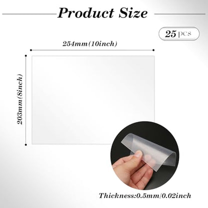 25 Pack Plexiglass Sheets 0.02 Inch Thick, 8" x 10" Thin PET Sheets - size: 8" X 10"