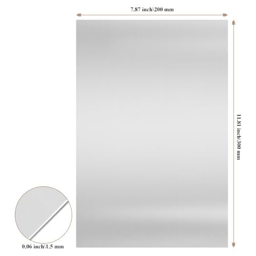 4 Pcs 11.8 x 7.8 Stainless Steel Sheets, 0.06 Inch Thickness Metal Sheet Plates for Kitchen DIY Craft Making