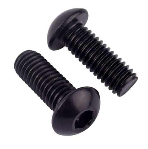 6-32 x 1/2" Button Head Socket Cap Bolts Screws (1/4" to 2" Available), 304 Stainless Steel 18-8, Black Exterior Finish, Allen Hex Drive, Fully Thread, 40Pcs - size: 6-32 x 1/2" (40 PCS)