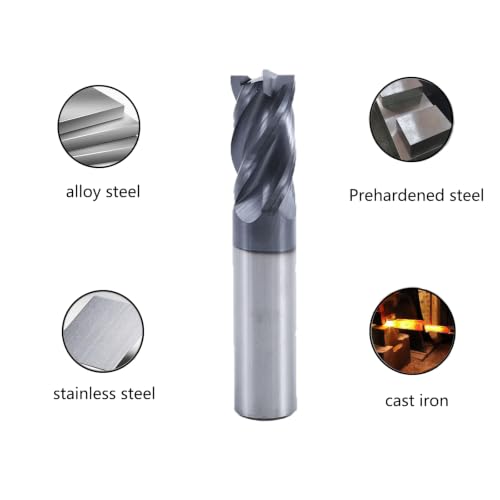 3/4" 4-Flute Square End Mill AlTiN Coated Carbide, 2Pcs - size: 3/4 in