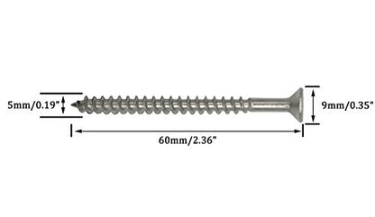 5 x 60mm Screw, Flat Head, Phillips Drive, Self Drilling, 304 Stainless Steel Drywall Wood Screws 50Pcs - size: 5 x 60mm