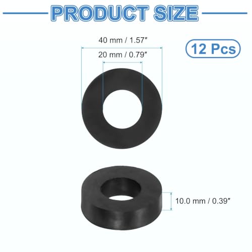 uxcell 12Pcs Rubber Vibration Isolation Washers 40mm OD x 20mm ID x 10mm T - size: 40mm OD x 20mm ID x 10mm Thick