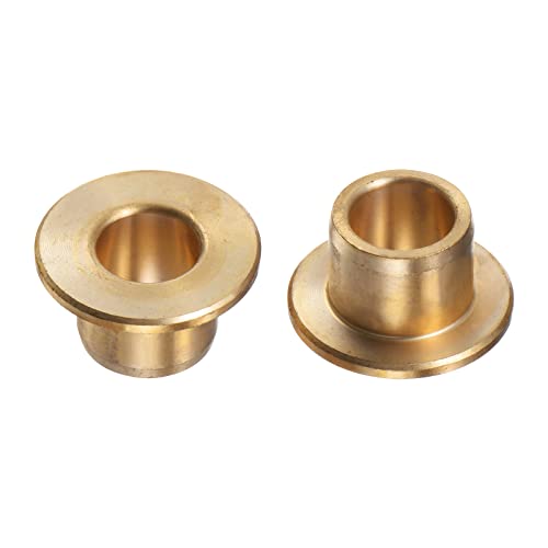 HARFINGTON 2pcs Flange Bearing Sleeve 10mm Bore 14mm OD 12mm Length 2mm Flange Thickness Bronze Bushing Self-Lubricating Bushings Sleeve for Industrial Equipment - size: 10mmx14mmx12mm