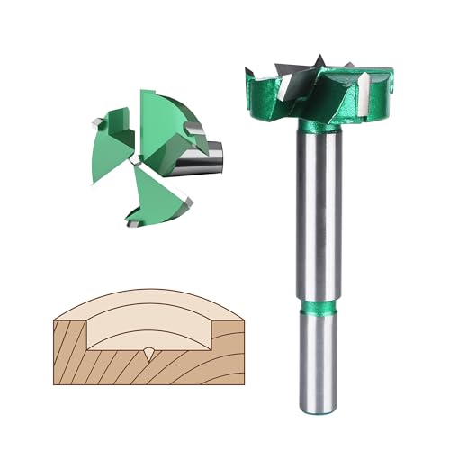 HUHAO 1-1/2" | 38mm Triple Flute Forstner Drill Bit, Tungsten Carbide Upgraded Drilling Hole Saw Woodworking Hinge Cutter Tool Kits for Wood,Plywood,Plastic,MDF - size: 38 mm