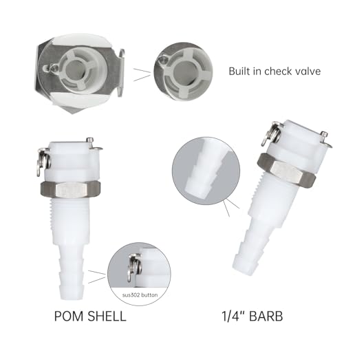 2Pcs 1/4" Plastic Panel Mounting Hose Barb Quick Connector Coupling - size: 1/4 inch