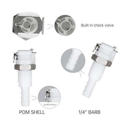 2Pcs 1/4" Plastic Panel Mounting Hose Barb Quick Connector Coupling - size: 1/4 inch