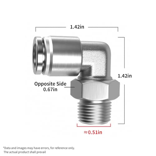 PNEUMATIC 304 Stainless Steel Male Elbow 3/8 Inch Tube OD x 1/4 Inch NPT Thread 90 Push to Connect Tube Fitting (Pack of 5) - size: 3/8"OD x 1/4"NPT