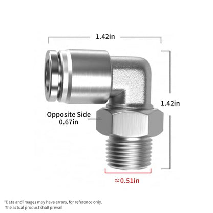 PNEUMATIC 304 Stainless Steel Male Elbow 3/8 Inch Tube OD x 1/4 Inch NPT Thread 90 Push to Connect Tube Fitting (Pack of 5) - size: 3/8"OD x 1/4"NPT