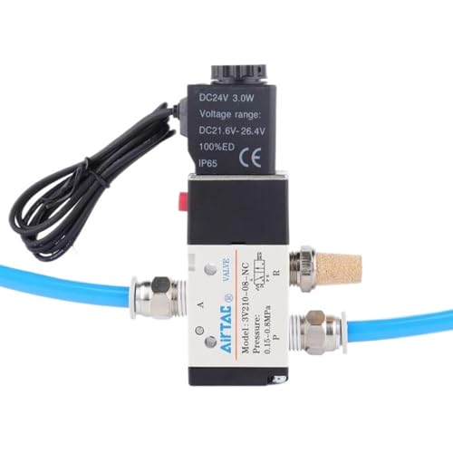 Solenoid Valve DC12V 3/2 Way AirTAC 3V210-08 1/4"PT Outlet Wire Normally Closed Air Pneumatic Electric - size: 1/4"PT, style: 3V210-08 DC12V Out of line