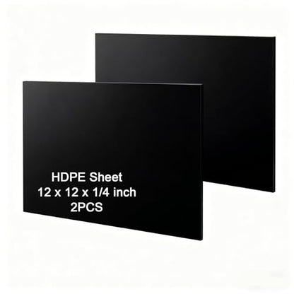 HDPE Sheet 1/4-2PCS 12" x 12" High Density Polyethylene Sheets with Protective Film 1/4 Thick HDPE Plastic Sheet Board Solid Plastic Block for Flat Panel DIY Projects Machining Home (Black) - color: Black, size: 12“x12"x1/4"