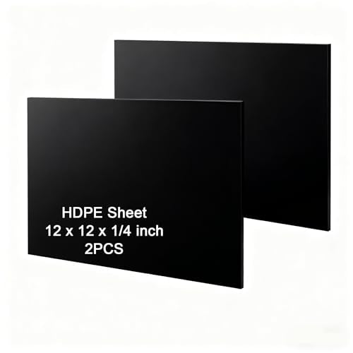 HDPE Sheet 1/4-2PCS 12" x 12" High Density Polyethylene Sheets with Protective Film 1/4 Thick HDPE Plastic Sheet Board Solid Plastic Block for Flat Panel DIY Projects Machining Home (Black) - color: Black, size: 12“x12"x1/4"