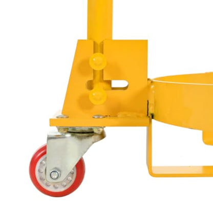 55 Gallon Drum Dolly, 1200 lbs Load Capacity, Adjustable Handle Barrel Dolly Cart with One 360° Swivel Lockable Wheel, Low Profile Steel Oil Drum Caddy for Warehouse, Workshop, Factory, Dump Station