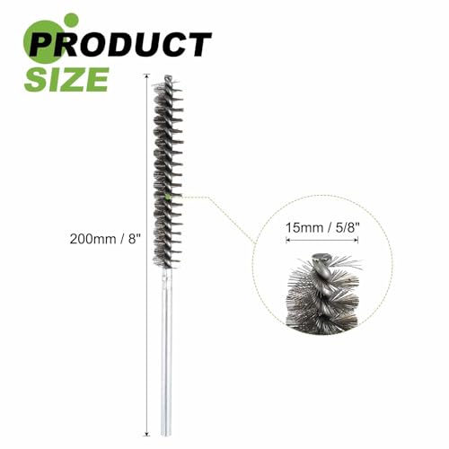 HARFINGTON 4pcs Wire Bore Brush 8 x 5/8" 1/4 Inch Shank Stainless Steel Bristles Cleaning Brush for Clean Car Part Tube Kitchen Garage - size: 8 x 5/8"