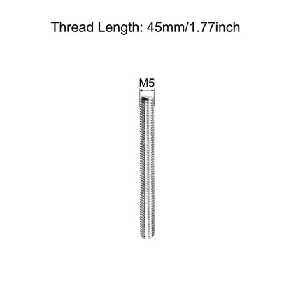 MECCANIXITY Fully Threaded Rod M5 x 45mm 0.8mm Thread Pitch 304 Stainless Steel Right Hand Threaded Rods Bar Studs 5 Pack - size: M5 x 45mm