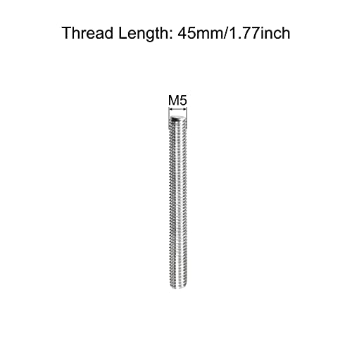 MECCANIXITY Fully Threaded Rod M5 x 45mm 0.8mm Thread Pitch 304 Stainless Steel Right Hand Threaded Rods Bar Studs 5 Pack - size: M5 x 45mm