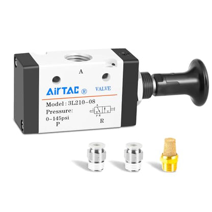AirTAC 3L210-08 1/4"NPT 3/2 Way Air Hand Lever Pneumatic Control Valve - size: 1/4"NPT, style: 3 Way 2 Position