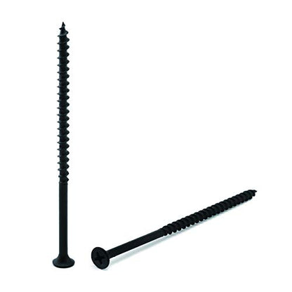 #6 x 4 Wood Screw 100PCS Black Phosphate Coated Stainless Flat Truss Head Fast Self Tapping Drywall Screws by SG TZH - size: #6 x 4"