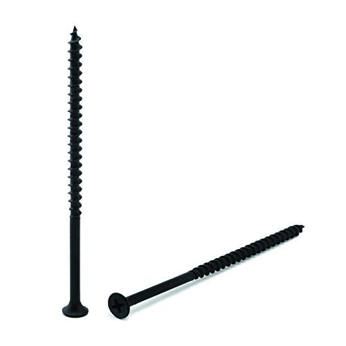 #6 x 4 Wood Screw 100PCS Black Phosphate Coated Stainless Flat Truss Head Fast Self Tapping Drywall Screws by SG TZH - size: #6 x 4"