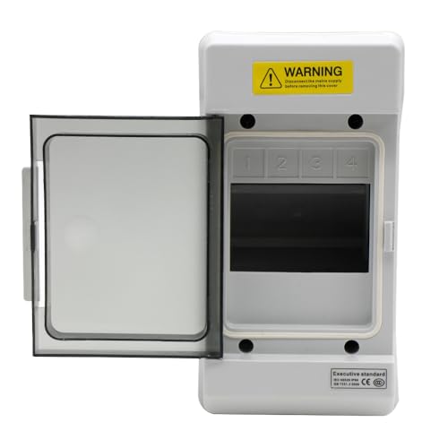 4 Way Outdoor Waterproof IP66 PC/ABS Alloy Plastic Circuit Breaker Box Power Distribution Protection Box for MCB Miniature Circuit Breaker with DIN Rail 4.13 x 3.94 x 7.68 inch - size: 4Way
