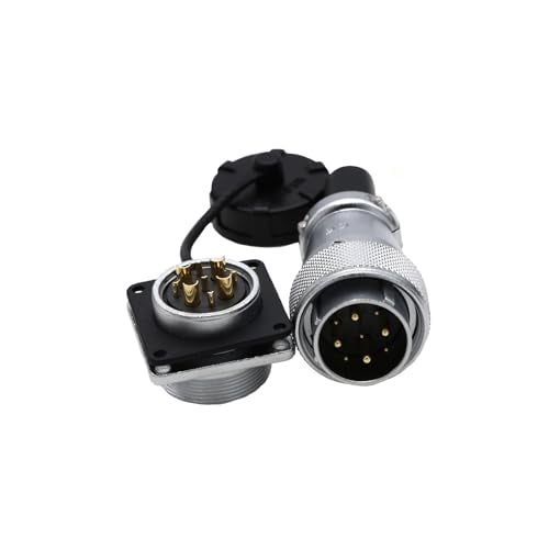 Weipu WS24 9-Pin Aviation Circular Connector, Panel Mount Bulkhead Solder Type, High Voltage Power Plug Socket, Industrial Automotive Electrical Connector - color: Male Plug and Female Socket, size: 9 Pin
