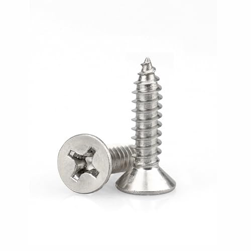 #4 x 1/2" (M3x12mm) 304 Stainless Steel Flat Head Wood Screws, 200pcs - size: #4 x 1/2''-200pcs